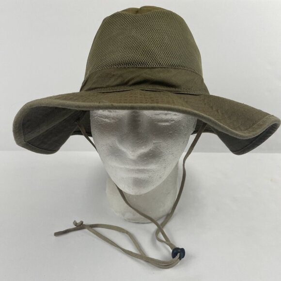 Peter Grimm Boonie Hat Adult OS Chin Strap Wide Brim Mesh Crown Canvas Green - Picture 3 of 8